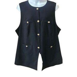 TORRID Plus Size black with gold buttons sleeveless peplum taylord vest 4X